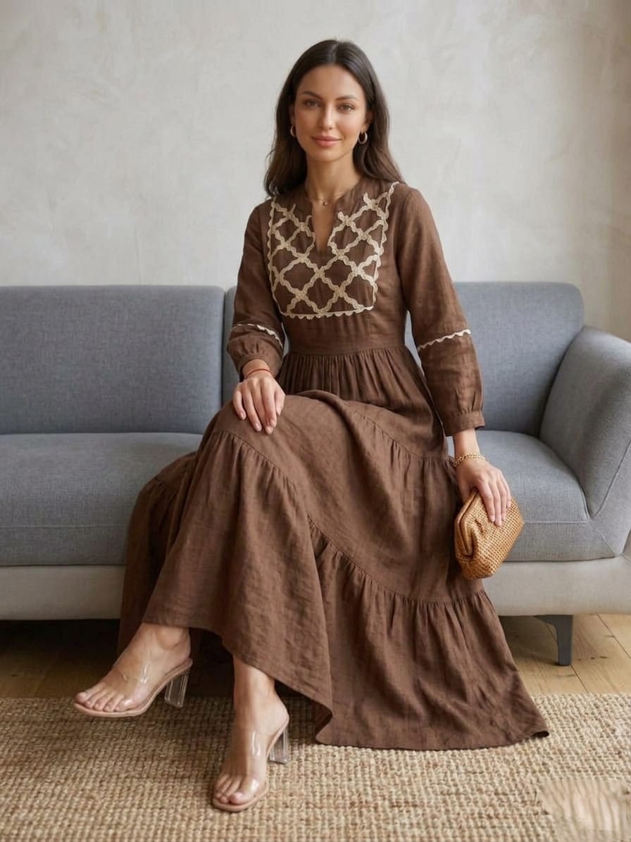 Premium Jaipuri Cotton Anarkali Gown for Women | Traditional Hand Embroidery Maxi Dress
