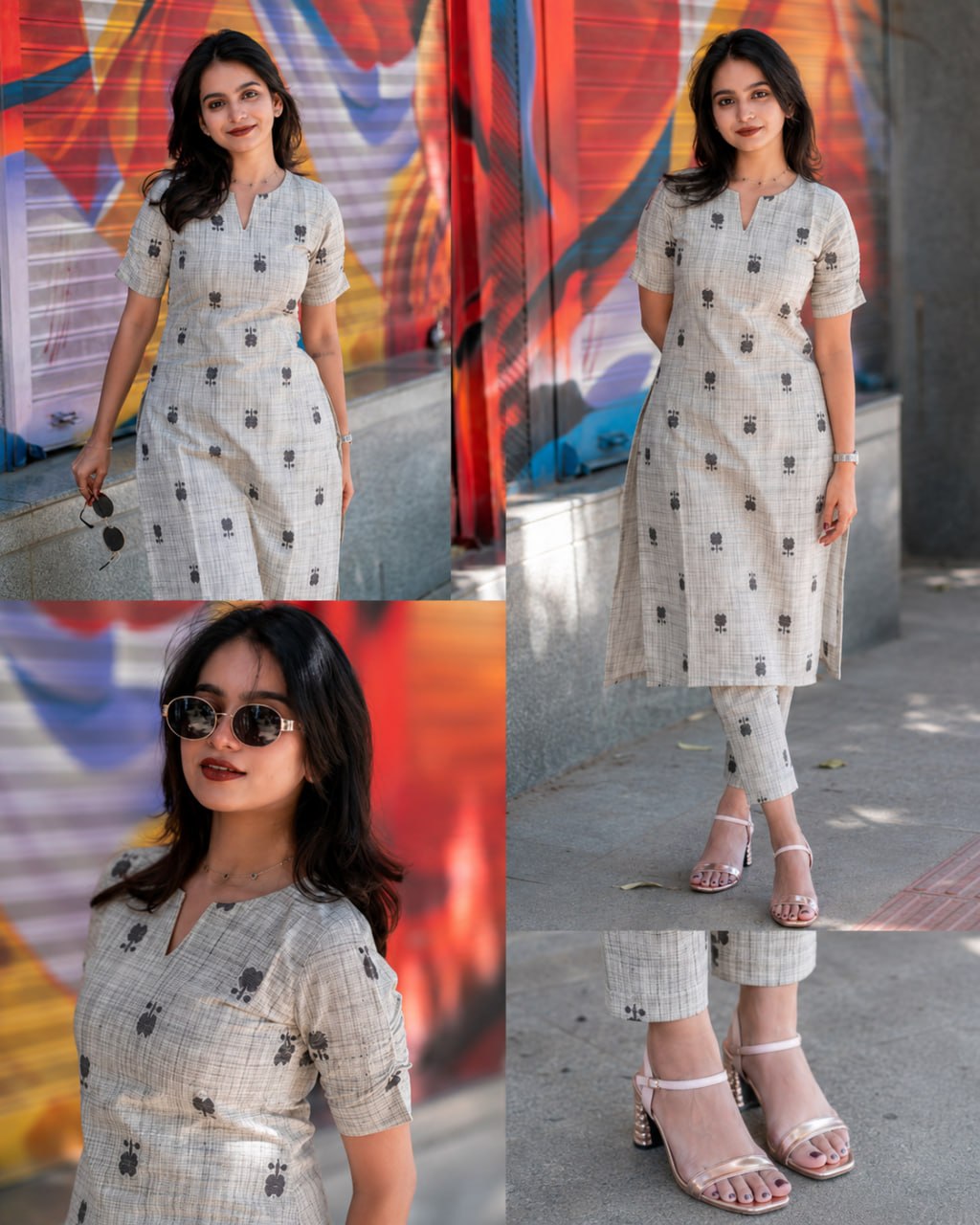 Women Premium Lilan Cotton Printed Kurta Pant Set with Bracelet | Summer Daily Wear Kurta pant set