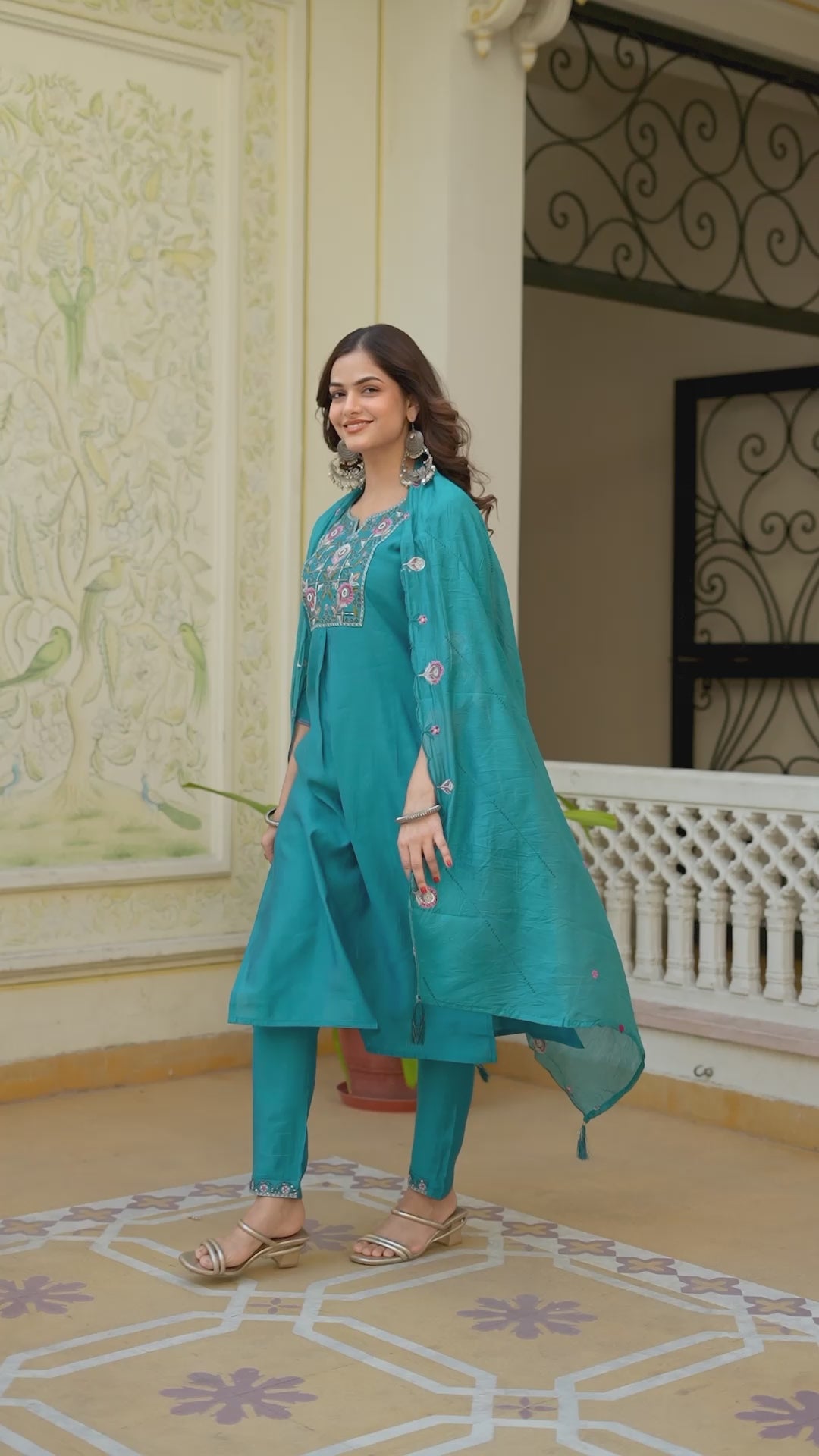 Luxury Mango Silk Kurti Set with Dupatta | Elegant Embroidered Ethnic Wear for Women