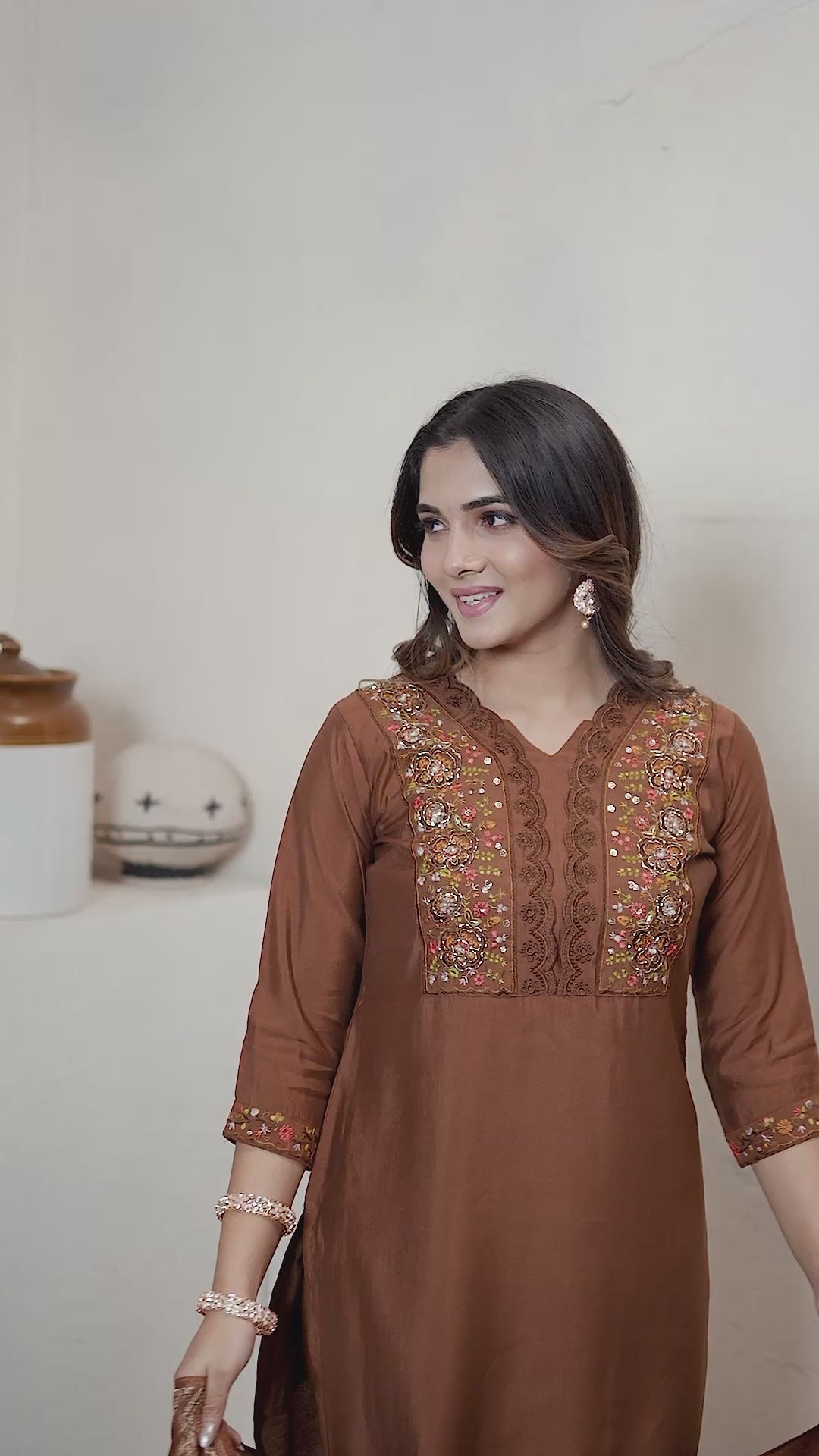 Luxury Roman Silk Embroidered Kurta Set with Dupatta | Festive & Wedding Wear Suit for Women