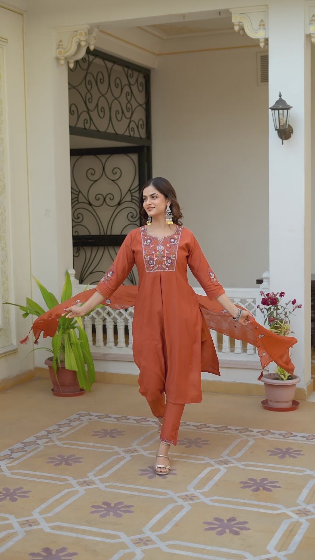 Luxury Mango Silk Kurti Set with Dupatta | Elegant Embroidered Ethnic Wear for Women