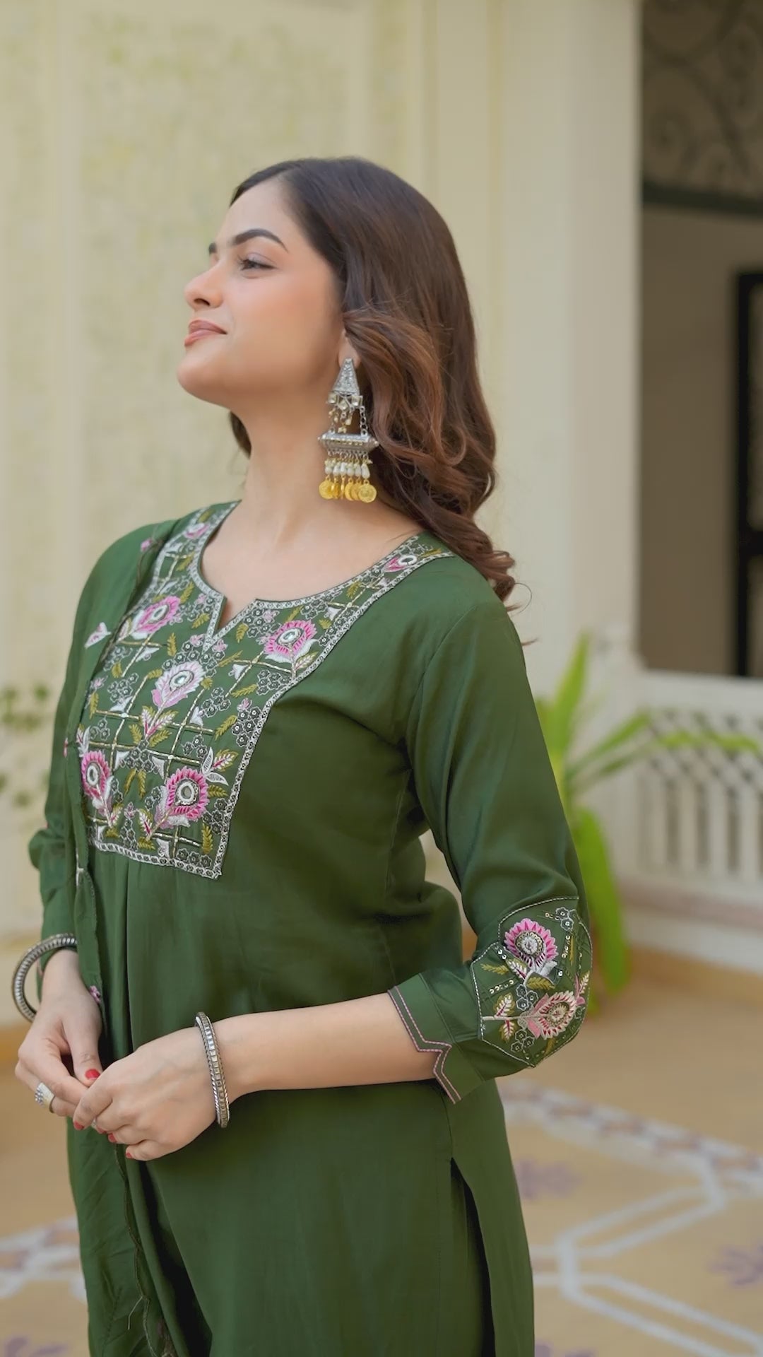 Luxury Mango Silk Kurti Set with Dupatta | Elegant Embroidered Ethnic Wear for Women